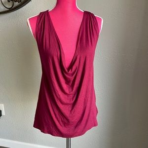 XS Express One Eleven Burgundy Low Cowl Neck Tank Top